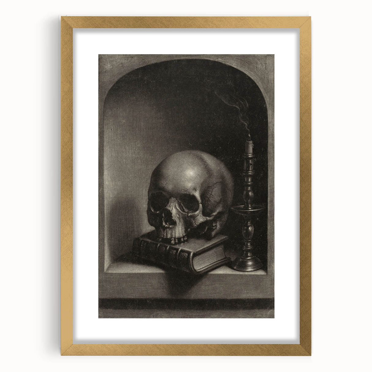 Dark Academia Wall Art - Gothic Skull and Candle Print for Classic Decor