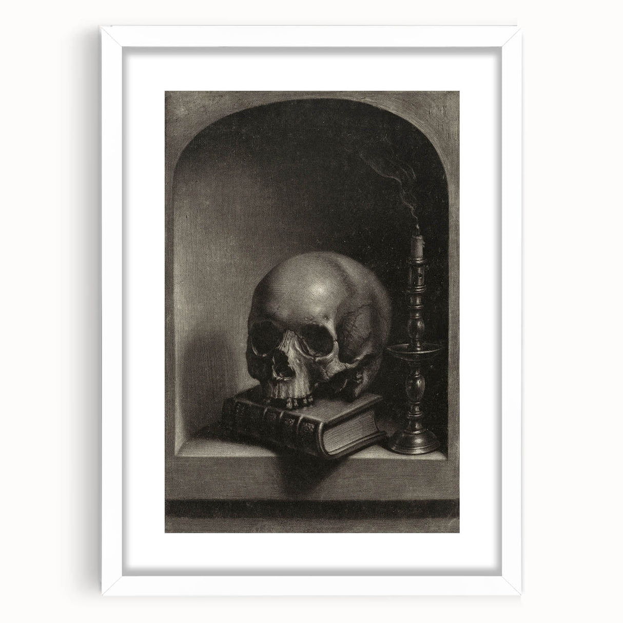 Dark Academia Wall Art - Gothic Skull and Candle Print for Classic Decor