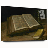 Dark Academia Wall Art – Open Book with Candlelight Still Life
