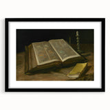Dark Academia Wall Art – Open Book with Candlelight Still Life