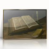 Dark Academia Wall Art – Open Book with Candlelight Still Life