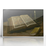 Dark Academia Wall Art – Open Book with Candlelight Still Life