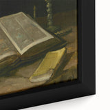 Dark Academia Wall Art – Open Book with Candlelight Still Life