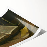 Dark Academia Wall Art – Open Book with Candlelight Still Life