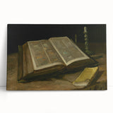 Dark Academia Wall Art – Open Book with Candlelight Still Life