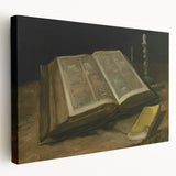 Dark Academia Wall Art – Open Book with Candlelight Still Life