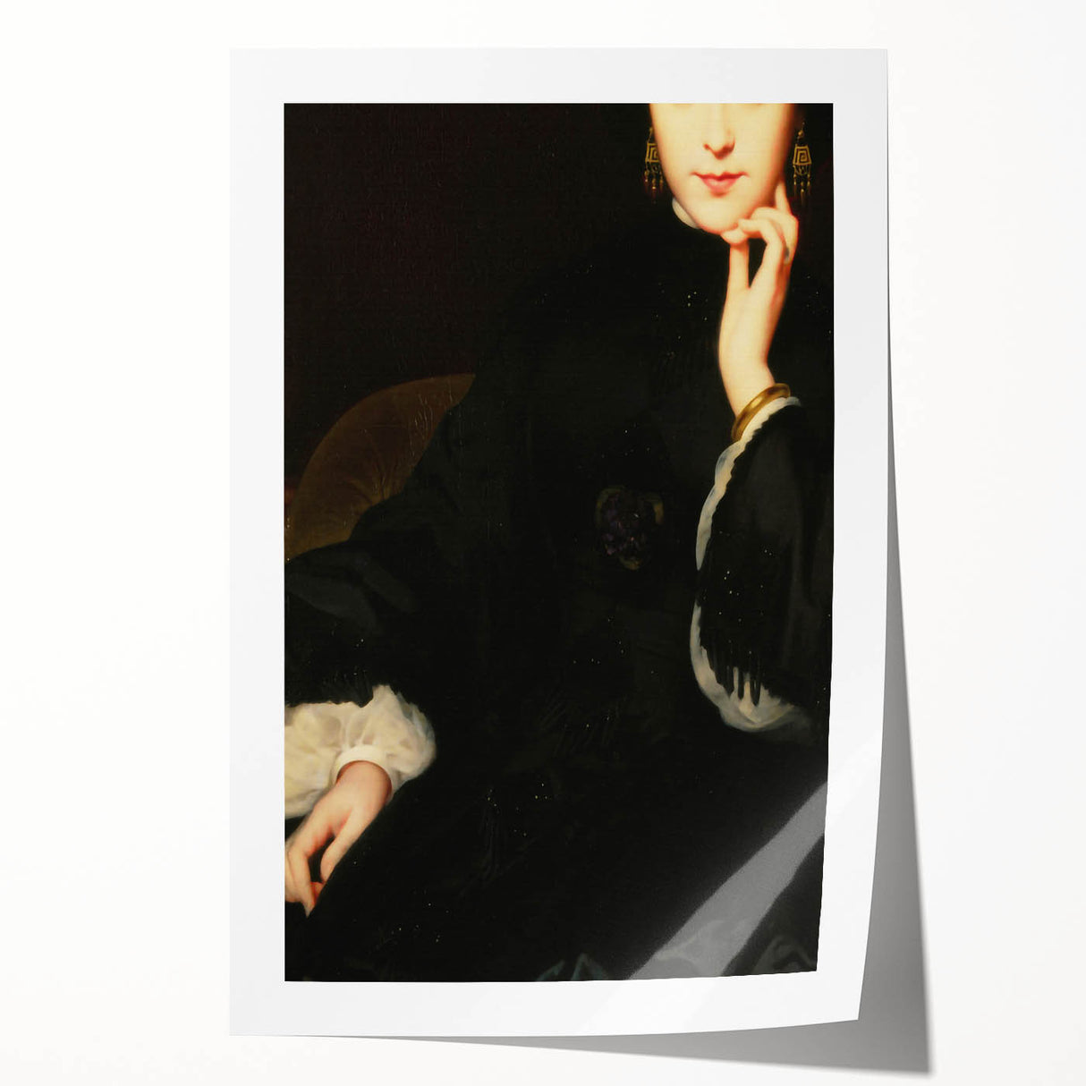 Close-Up of Woman in Dark Attire – Dark Academia Wall Art, Gothic Portrait