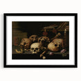 Dark Academia Wall Art – Skull Still Life with Bones and Candlelight