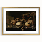 Dark Academia Wall Art – Skull Still Life with Bones and Candlelight
