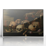 Dark Academia Wall Art – Skull Still Life with Bones and Candlelight