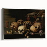 Dark Academia Wall Art – Skull Still Life with Bones and Candlelight