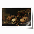Dark Academia Wall Art – Skull Still Life with Bones and Candlelight