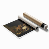 Dark Academia Wall Art – Skull Still Life with Bones and Candlelight