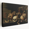 Dark Academia Wall Art – Skull Still Life with Bones and Candlelight