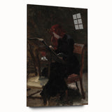 Dark Academia Wall Art - Red-Haired Woman Studying for Moody Gothic Decor