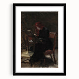 Dark Academia Wall Art - Red-Haired Woman Studying for Moody Gothic Decor