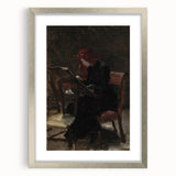 Dark Academia Wall Art - Red-Haired Woman Studying for Moody Gothic Decor