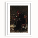 Dark Academia Wall Art - Red-Haired Woman Studying for Moody Gothic Decor