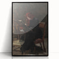 Dark Academia Wall Art - Red-Haired Woman Studying for Moody Gothic Decor