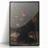 Dark Academia Wall Art - Red-Haired Woman Studying for Moody Gothic Decor