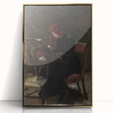 Dark Academia Wall Art - Red-Haired Woman Studying for Moody Gothic Decor
