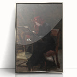 Dark Academia Wall Art - Red-Haired Woman Studying for Moody Gothic Decor