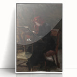 Dark Academia Wall Art - Red-Haired Woman Studying for Moody Gothic Decor