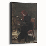 Dark Academia Wall Art - Red-Haired Woman Studying for Moody Gothic Decor
