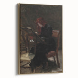 Dark Academia Wall Art - Red-Haired Woman Studying for Moody Gothic Decor