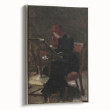 Dark Academia Wall Art - Red-Haired Woman Studying for Moody Gothic Decor