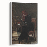 Dark Academia Wall Art - Red-Haired Woman Studying for Moody Gothic Decor