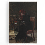 Dark Academia Wall Art - Red-Haired Woman Studying for Moody Gothic Decor