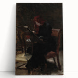Dark Academia Wall Art - Red-Haired Woman Studying for Moody Gothic Decor