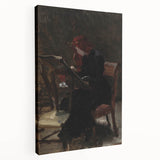 Dark Academia Wall Art - Red-Haired Woman Studying for Moody Gothic Decor