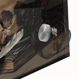 Dark Academia Wall Art – Skull, Quill, and Book Still Life in Gothic Style