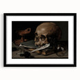 Dark Academia Wall Art – Skull, Quill, and Book Still Life in Gothic Style