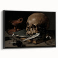 Dark Academia Wall Art – Skull, Quill, and Book Still Life in Gothic Style