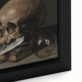 Dark Academia Wall Art – Skull, Quill, and Book Still Life in Gothic Style
