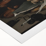 Dark Academia Wall Art – Skull, Quill, and Book Still Life in Gothic Style