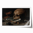 Dark Academia Wall Art – Skull, Quill, and Book Still Life in Gothic Style