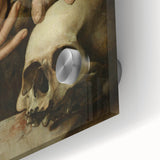 Dark Academia Wall Art - Hands with Skull and Flower for Gothic Decor