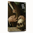 Dark Academia Wall Art - Hands with Skull and Flower for Gothic Decor