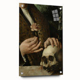 Dark Academia Wall Art - Hands with Skull and Flower for Gothic Decor