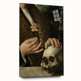 Dark Academia Wall Art - Hands with Skull and Flower for Gothic Decor