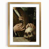 Dark Academia Wall Art - Hands with Skull and Flower for Gothic Decor