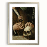 Dark Academia Wall Art - Hands with Skull and Flower for Gothic Decor
