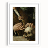 Dark Academia Wall Art - Hands with Skull and Flower for Gothic Decor