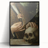 Dark Academia Wall Art - Hands with Skull and Flower for Gothic Decor