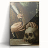Dark Academia Wall Art - Hands with Skull and Flower for Gothic Decor