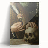 Dark Academia Wall Art - Hands with Skull and Flower for Gothic Decor